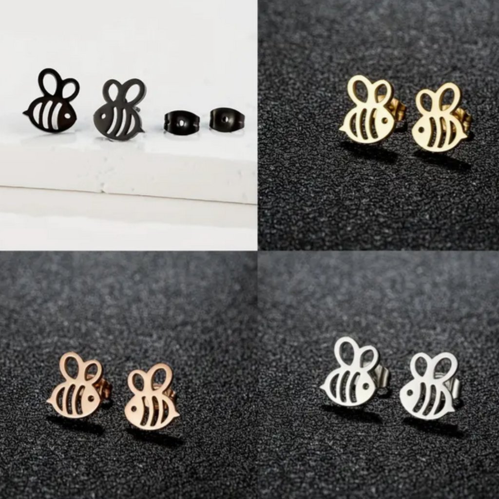 Stainless Steel Bumble Bee Stud Earrings In New Colors